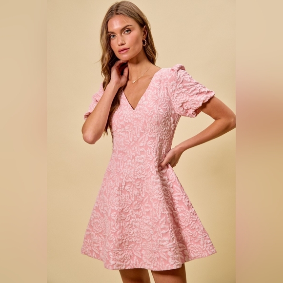 Floral Jacquard Fit And Flare Daily Mini Dress - Picture 4 of 13